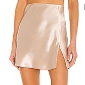 AMANDA UPRICHARD X REVOLVE Mini Ludlow silk Slit Skirt in Bone size SMALL